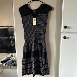 Vintage Max Edition Black and Gray Patterned Midi Dress